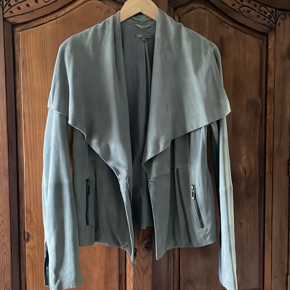 COPY - EUC VINCE SUEDE WATERFALL COLLAR ZIP JACKET. SIZE L - Picture 7 of 14